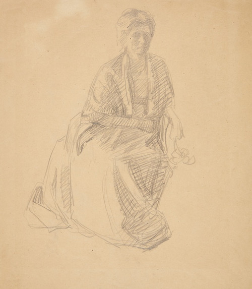 Digital Print - Kunstnerens hustru Fru Elise P H siddende Studie til maleriet- Faaborgmuseets Indvielse 1910-11 by Peter Hansen