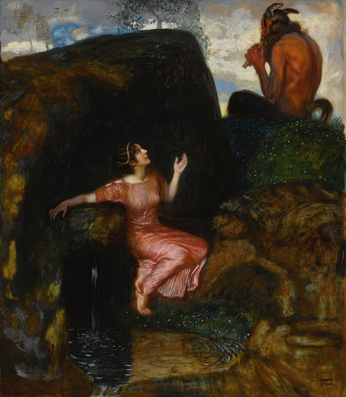 Digital Print - An Der Quelle (Lauschende Nymphe) by Franz von Stuck