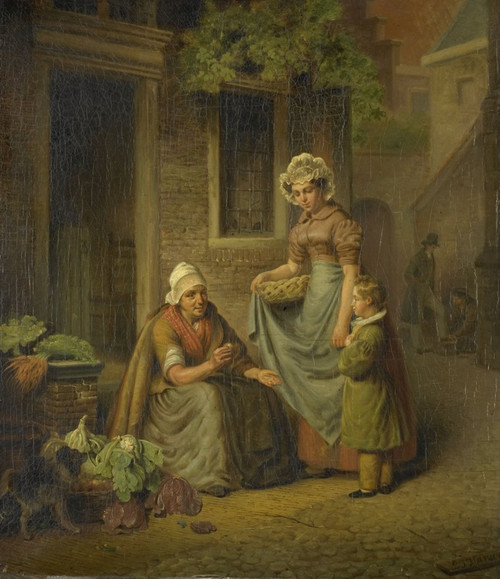 Digital Print - Woman Selling Vegetables by Lambertus Johannes Hansen