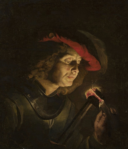 Digital Print - Soldier lighting a candle by Matthias Stom