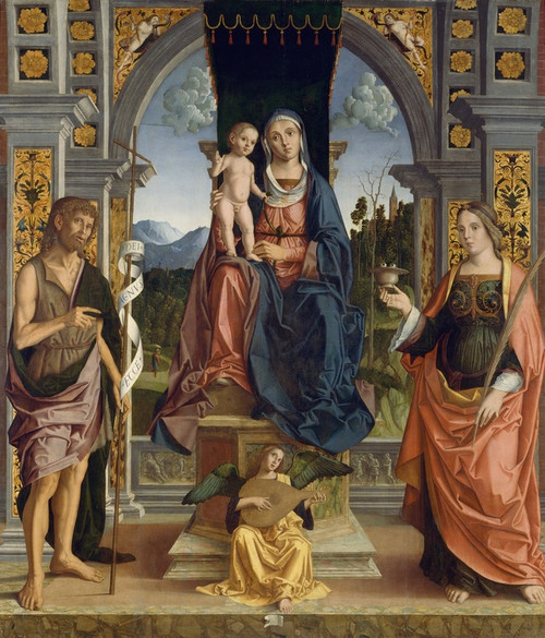 Digital Print - The Virgin and Child Enthroned, with Saints John the Baptist and Lucy by Marco Palmezzano