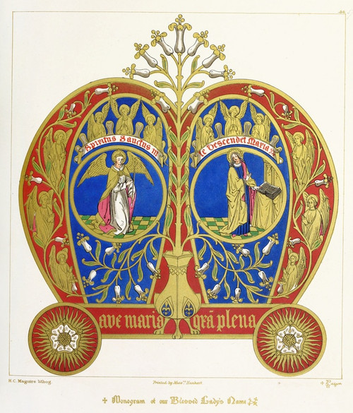 Digital Print - Monogram of our Blessed Ladys Name, with the Annunciation by Augustus Pugin