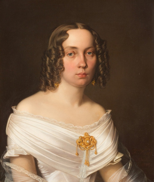 Digital Print - Portrait of an elegant lady by Ferdinand Friedrich Wilhelm Weiss