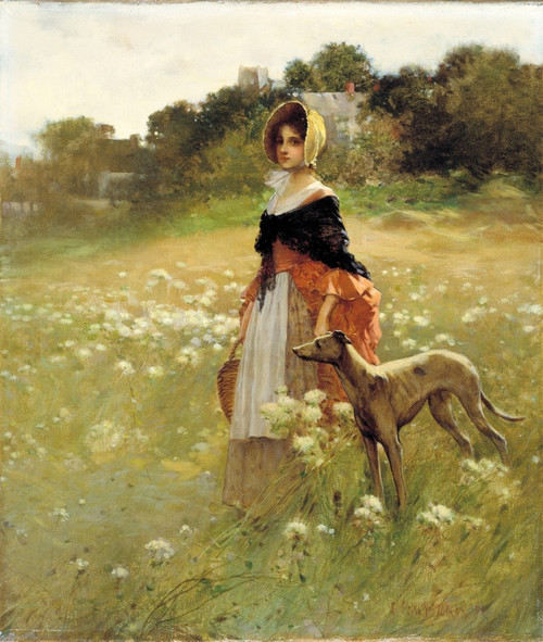 Digital Print - Young Girl and Dog by Edward Percy Moran