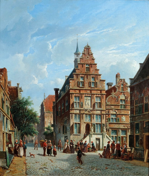 Digital Print - A View Of The City Hall, Oudewater by Adrianus Eversen
