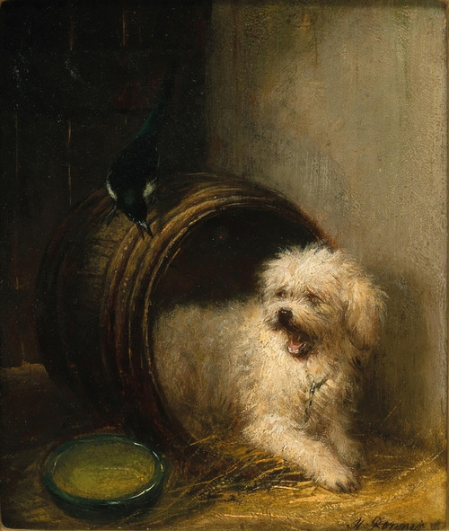 Digital Print - A Puppy in a Barrel by Henritte Ronner-Knip Digital Print - A Puppy in a Barrel by Henritte Ronner-Knip
