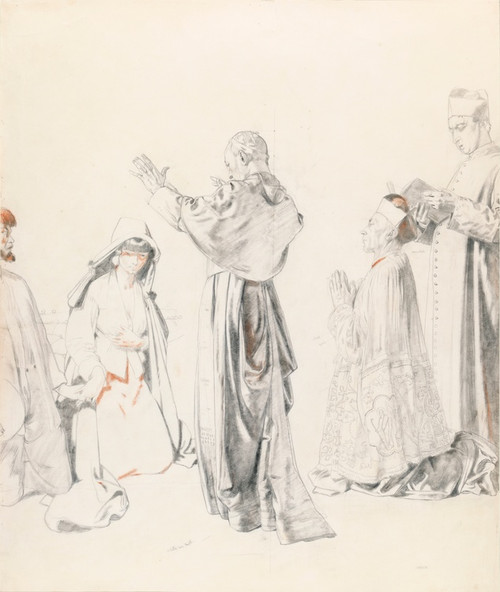 Digital Print - A Priest Blessing a Couple: Study for 'The Western Wedding' by William Orpen