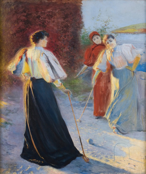 Digital Print - A Game of Crocquet by Leon Wyczkowski