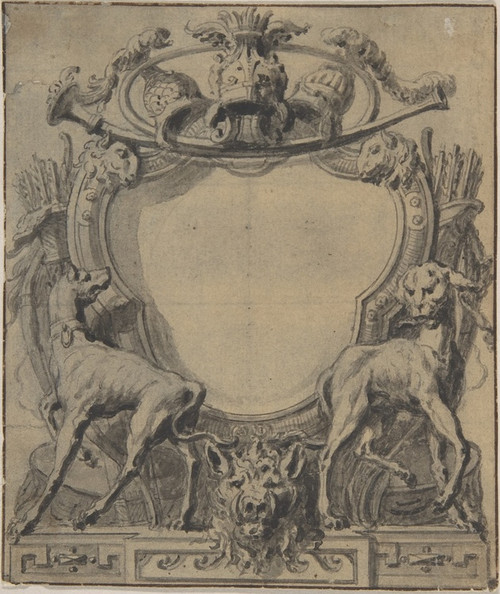 Digital Print - Study for a Cartouche by Gilles-Marie Oppenord