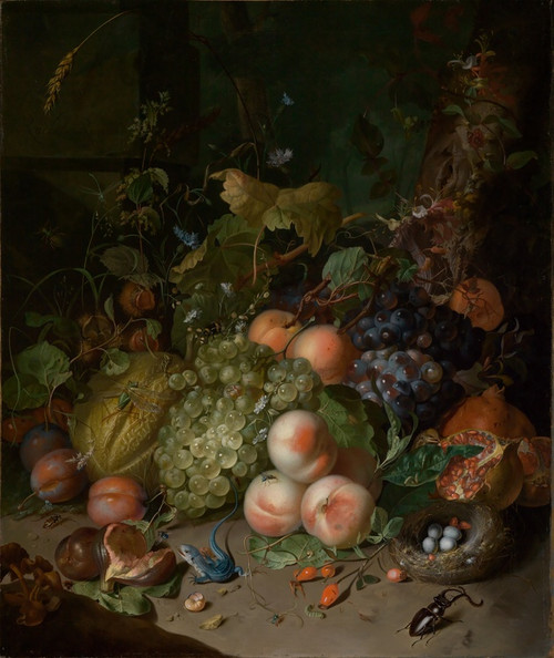 Digital Print - Fruchtstilleben mit Hirschkfer und Nest by Rachel Ruysch Digital Print - Fruchtstilleben mit Hirschkfer und Nest by Rachel Ruysch
