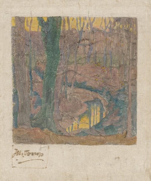 Digital Print - Kale beukebomen langs een beek 2 by Jan Toorop