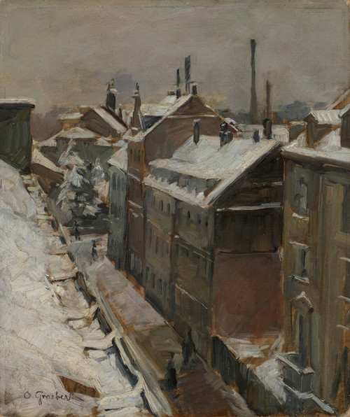 Digital Print - Blick aus dem Atelier des Knstlers auf die Augustastrae in Karlsruhe by Otto Graeber