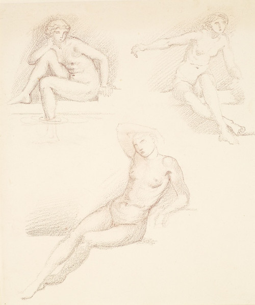 Digital Print - Female Nude - Three Studies of a seated Girl by Sir Edward Coley Burne-Jones Digital Print - Female Nude - Three Studies of a seated Girl by Sir Edward Coley Burne-Jones