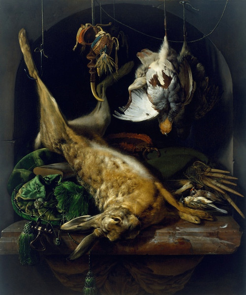 Digital Print - Still Life of a Dead Hare, Partridges, and Other Birds in a Niche by Jan Weenix