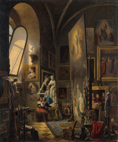 Digital Print - Raphael and his Muse in the Atelier by Vincenzo Abbati Digital Print - Raphael and his Muse in the Atelier by Vincenzo Abbati