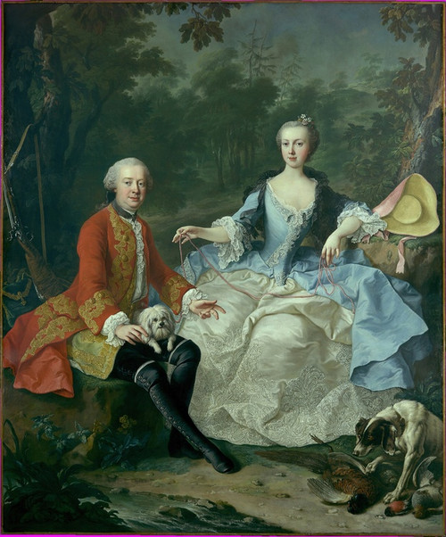 Digital Print - Count Giacomo Durazzo in the Guise of a Huntsman with His Wife (Ernestine Aloisia Ungnad von Weissenwolff) by Martin van Meytens