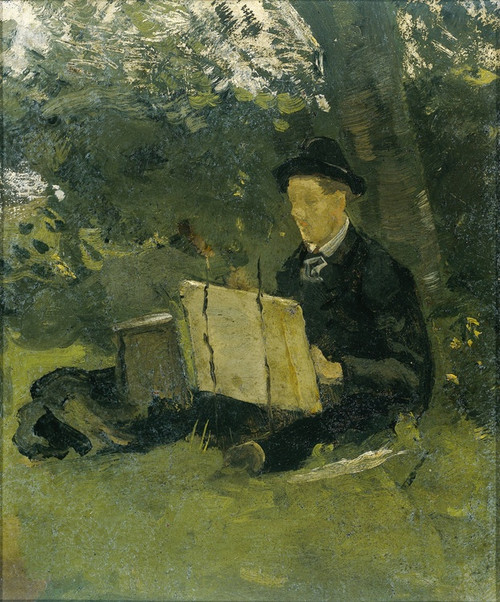 Digital Print - Jan Verkade (1868-1946) Painting under a Tree at Hattem by Richard Nicolas Roland Holst