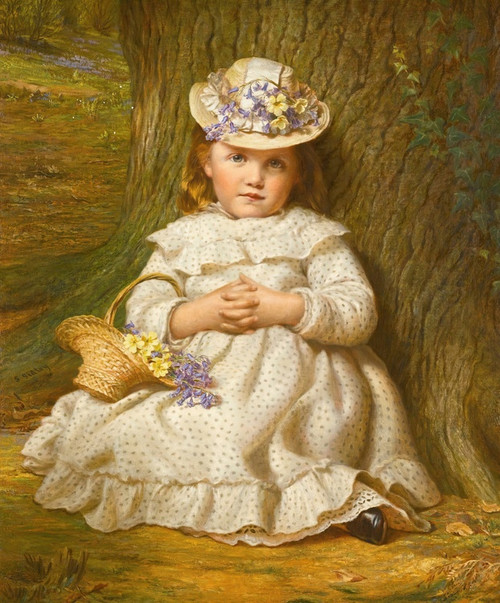 Digital Print - Primroses And Bluebells by Samuel Sidley