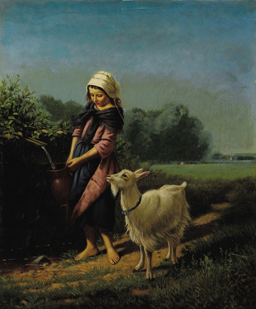 Digital Print - Girl Fetching Water with Goat by Samuel S. Carr