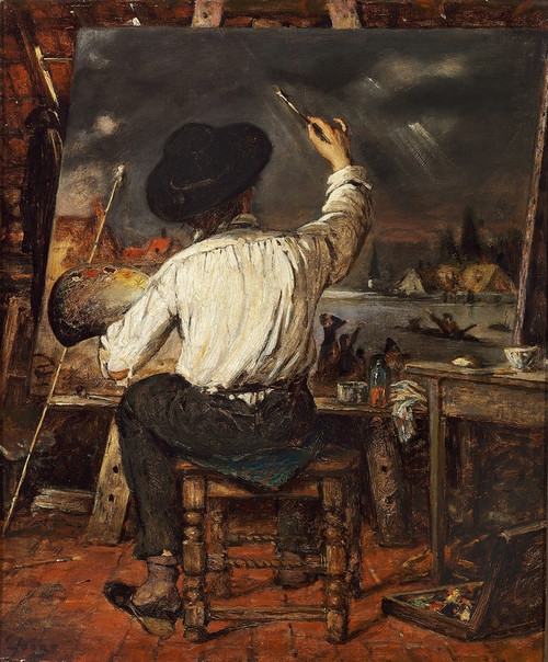 Digital Print - A painter at the easel by Eugne Joors