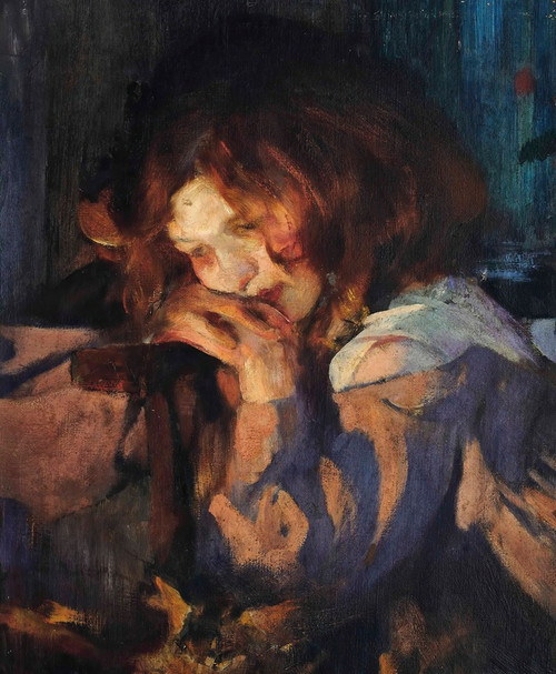Digital Print - Kitty by firelight by James Jebusa Shannon