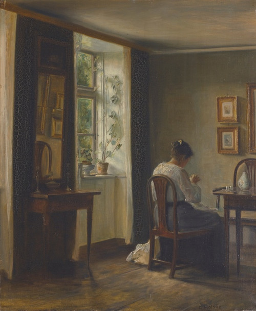 Digital Print - Seamstress Sewing In An Interior by Carl Holse