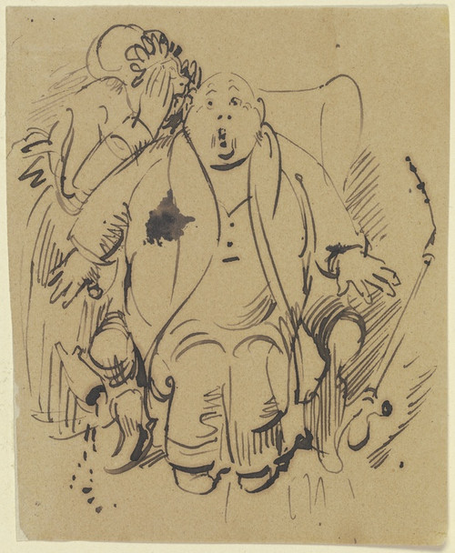 Digital Print - Frau Knopp flstert ihrem Mann etwas ihn berraschendes ins Ohr by Wilhelm Busch