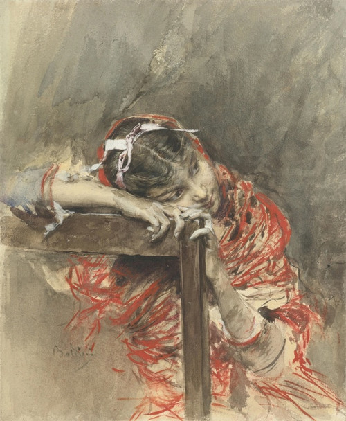 Digital Print - A Girl Wearing a Red Shawl by Giovanni Boldini