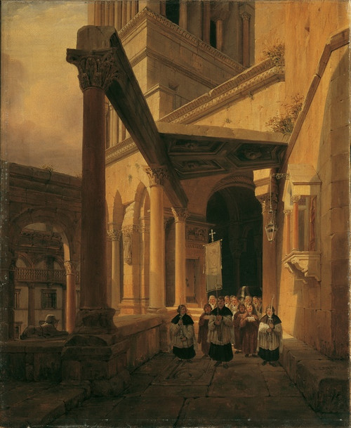 Digital Print - Ansicht eines Sulenganges im Tempel der Diana zu Spalato by Leopold Ernst