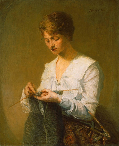 Digital Print - Knitting For Soldiers by Julian Alden Weir