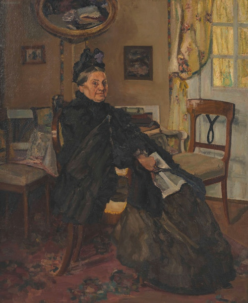 Digital Print - Im Wartezimmer (Sitzende alte Frau) by Otto Bruenauer