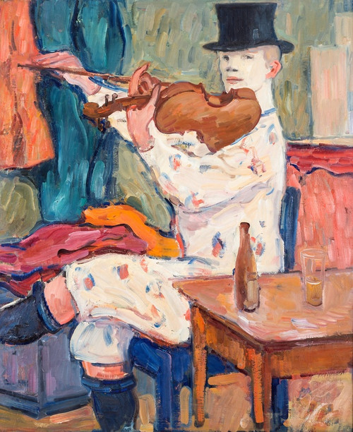 Digital Print - A Clown Playing the Violin by Gsta Von Hennigs