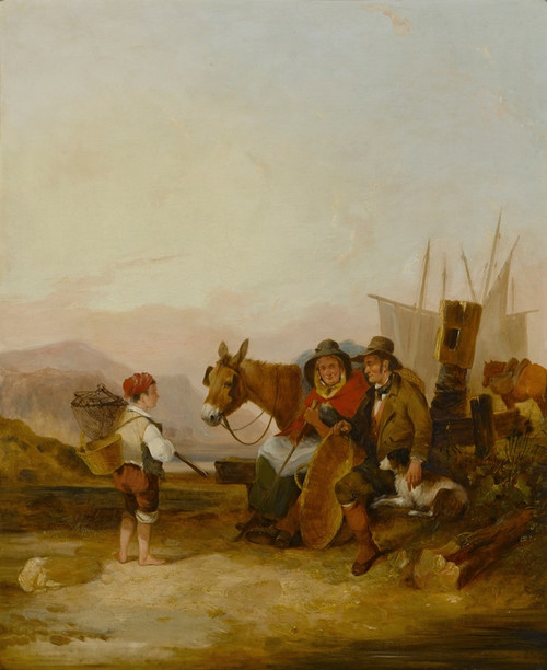Digital Print - Travelers at the seashore by William Shayer, Snr.