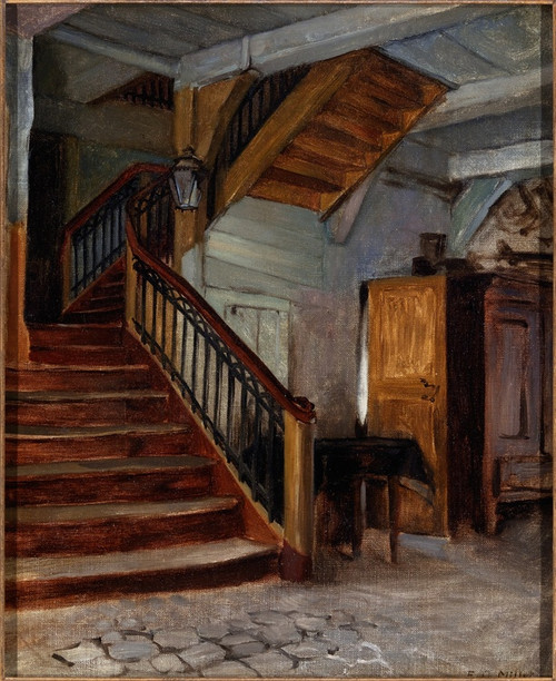 Digital Print - Room Interior with Winding Staircase by Francis Davis Millet