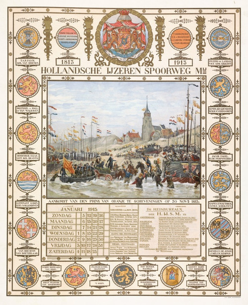 Digital Print - Kalender bij eeuwfeest aankomst van de prins van Oranje te Scheveningen, 1813-1913 by Jan Hoynck van Papendrecht