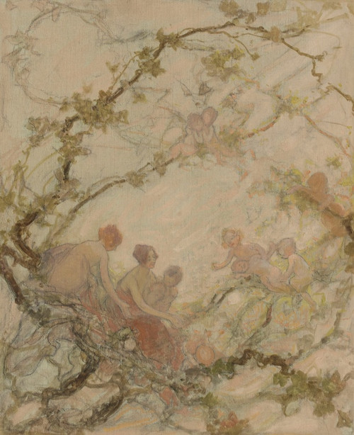 Digital Print - Femmes et enfants dans les branchages by Georges Picard