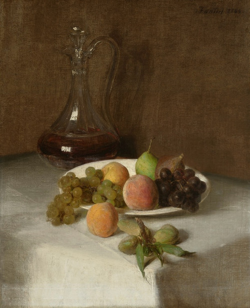 Digital Print - Nature morte  la carafe by Henri Fantin-Latour