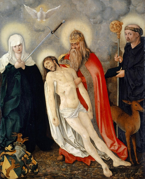 Digital Print - The Holy Trinity between the Lady of Sorrows and Saint Giles by Hans Baldung