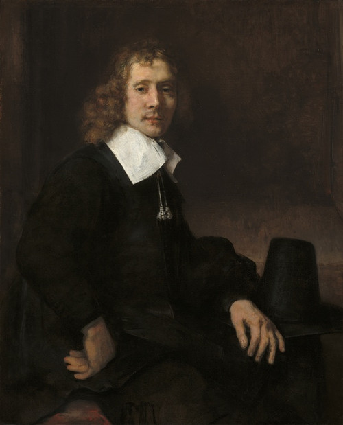 Digital Print - A Young Man Seated at a Table (possibly Govaert Flinck) by Rembrandt van Rijn