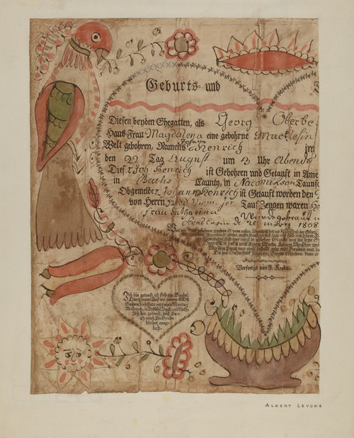 Digital Print - Portion of Birth Certificate by Albert Levone