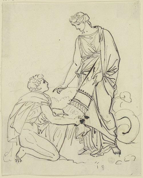Digital Print - Ceres beschenkt den Triptolemus mit der Weizenfrucht und heit ihn dieselbe ber die Erde auszubreiten by Peter von Cornelius