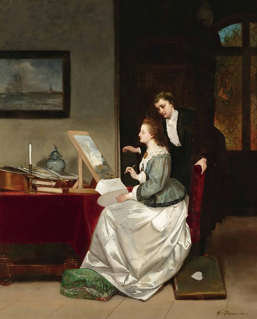 Digital Print - The Painting Lesson by Frans Moormans