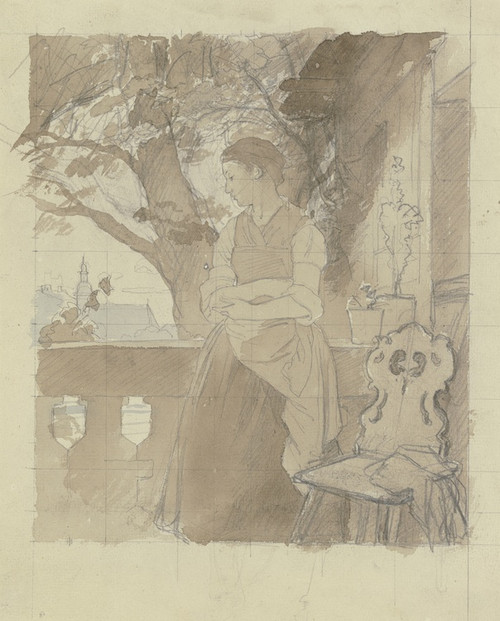 Digital Print - Girl on the veranda by Jakob Becker