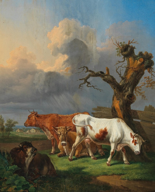 Digital Print - Cows Grazing in an Open Landscape by Johann Baptist Dallinger von Dalling