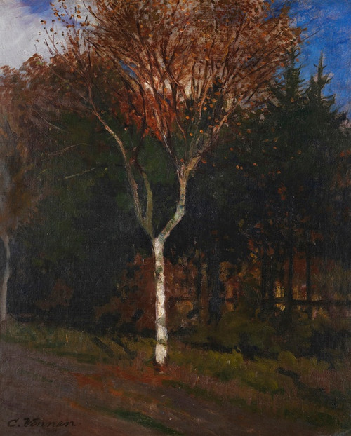 Digital Print - Worpsweder Landschaft. Junge Birke am Wegesrand by Carl Vinnen