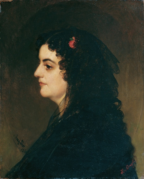 Digital Print - Dame im Profil mit Schleier und Nelke by Heinrich von Angeli