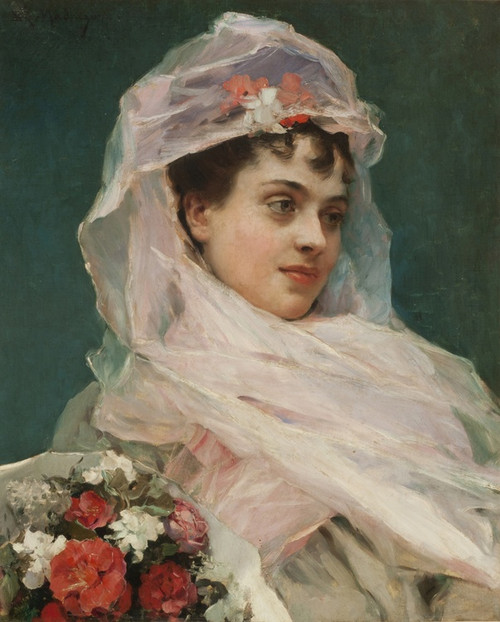 Digital Print - Aline Masson con tocado de gasa. by Raimundo de Madrazo y Garreta