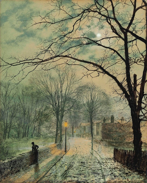 Digital Print - A moonlit stroll, Bonchurch, Isle of Wight by John Atkinson Grimshaw