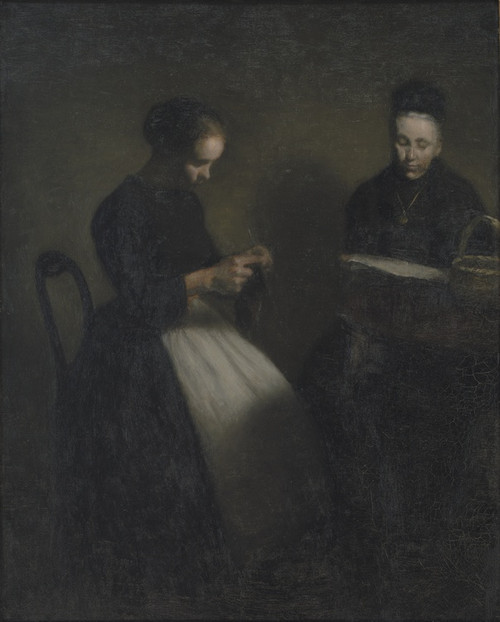 Digital Print - Evening in the Drawing Room. The Artist's Mother and Wife by Vilhelm Hammershi
