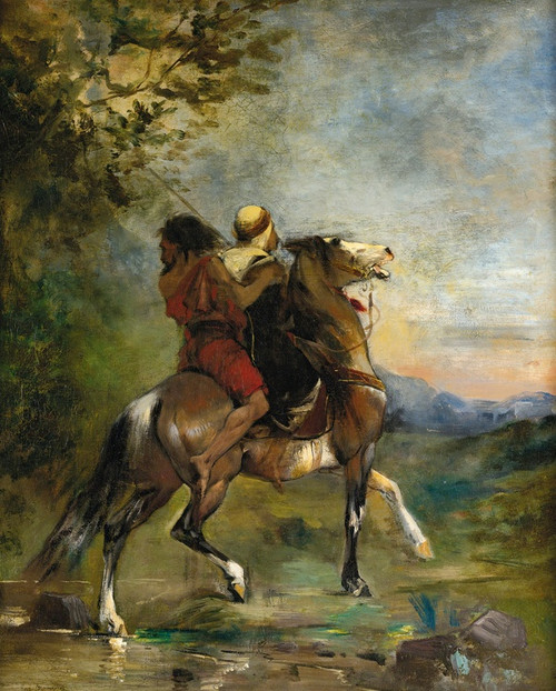Digital Print - Arab  Cheval Portant En Croupe Un Fou by Eugne Fromentin